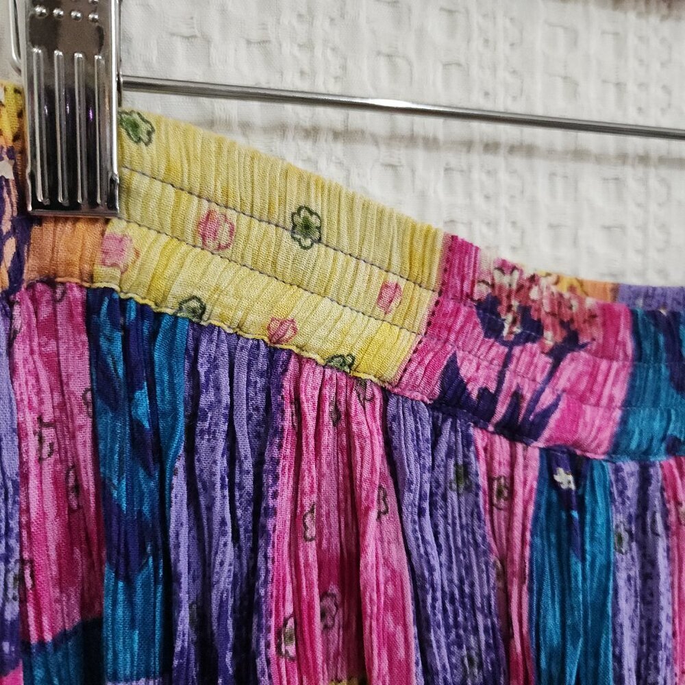 Vintage Patchwork Boho Bright Colorful Flowy Skirt Women's Size Small - Picture 5 of 12